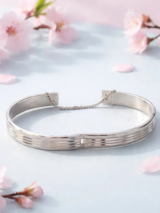 Vintage Pastelli Hong Kong Signed RGP Rolled Gold Plated Hinged Silver Bracelet - Picture 5 of 5